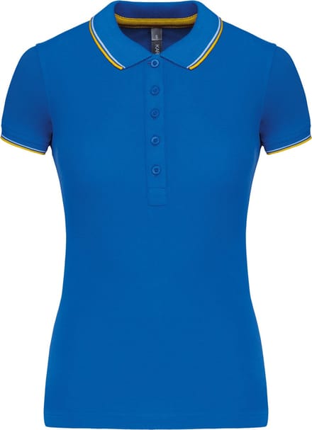 Kariban Damespolo korte mouwen K251 - Light royal blue/Yellow/White - M