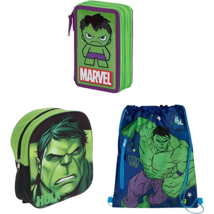 Avengers schoolset; rugzak, gymtas en gevulde etui - Hulk
