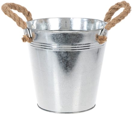 Glanzende metalen emmer met touwgrepen, Ø18cm
