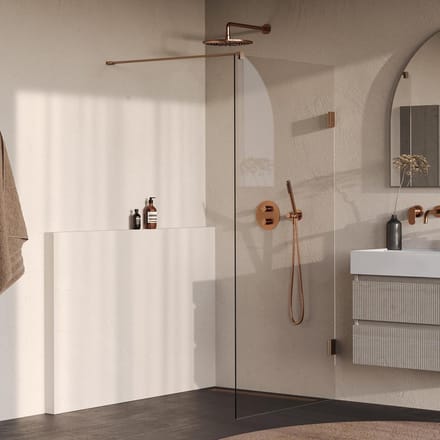 Brauer Void inloopdouche helder glas 100x200 incl. glascoating PVD koper geborsteld