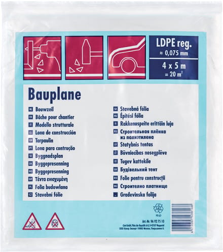 Bouwzeil, extra zwaar, zwart, opgevouwen, 4 m x 5 m, 20 m²