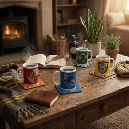 Harry Potter Houses 4x Mugs & Coasters Bundle