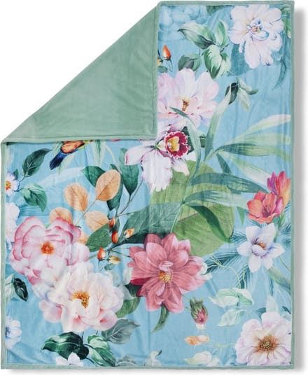 Luxe Polyester Plaid 130x160 cm - Bloemen en Vogels Print - Multi - Voor 1 Persoon - Descanso