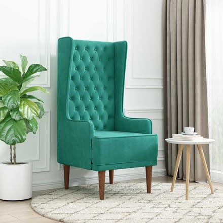 vidaXL - Gecapitonneerde - stoel - met - hoge - rugleuning - Turquoise - fluweel