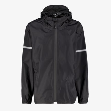 Mountain Peak kinder regenjas met klep capuchon - Zwart - Maat 146/152