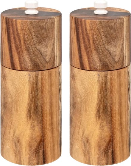 5Five pepermolen/zoutmolen set - acacia hout - 12.5 cm - peper/zout - Kruidenset