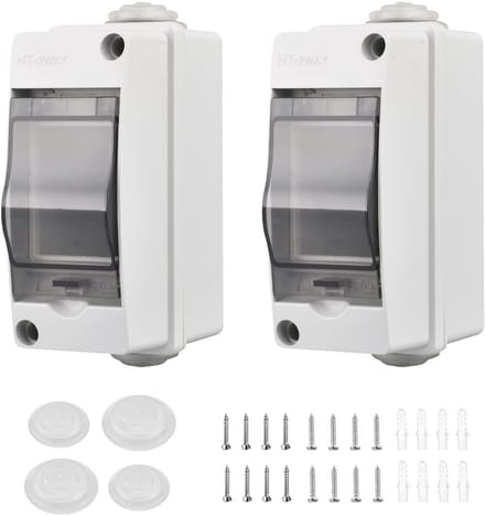 Elektrische buitenbehuizing IP65 - klein, 2 modules, waterdichte box voor tuin en laadstations