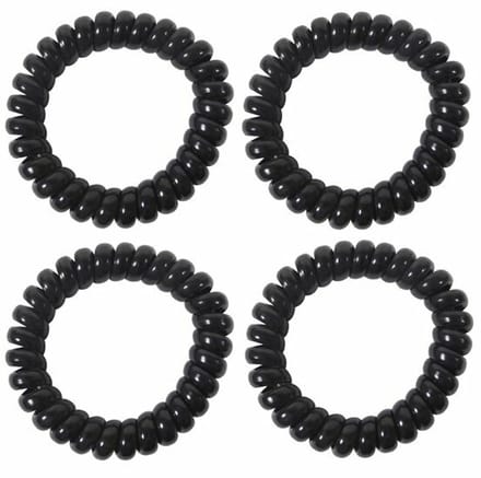 Haarsoires Haarelastieken Invisibobble 5cm - Telefoondraad - Basic - Zwart - Set van 4 - Spiraal Haar Elastieken - Haarvriendelijk