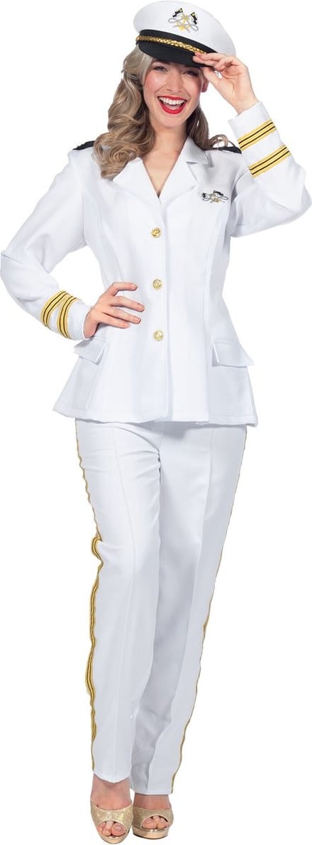 Luxe Navy Officier Kostuum Wit Dames - Maat 44