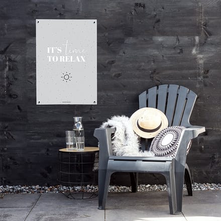MOODZ design | Tuinposter | Buitenposter | It's time to relax | 70 x 100 cm | Grijs