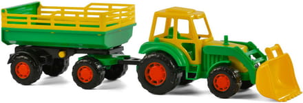 Cavallino Toys - Tractor with Front Loader and Trailer Green