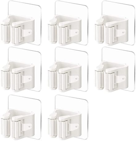Allecto - Bezemhouder - Wandmontage - Zelfklevend - Wit - Dweilhouder
