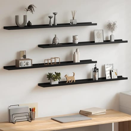 vidaXL - Wandschappen - 4 - st - 100x9x3 - cm - zwart