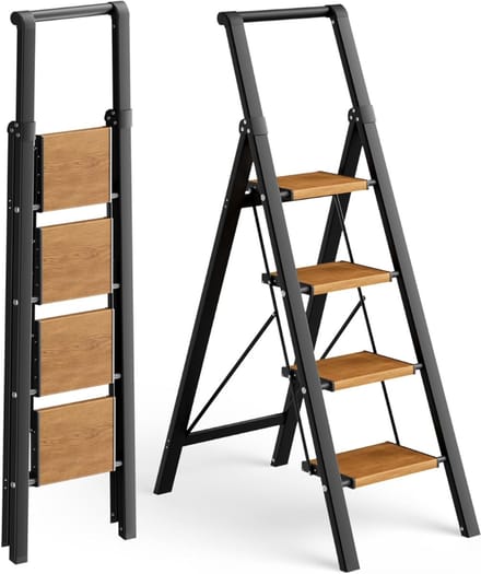 CRLYN® Huishoudtrap 4 Treden - Keukentrap - Inklapbaar - Antislip - Extra Stevig - Veiligheid