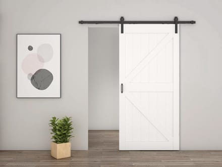 Schulte complete schuifdeur - hout - 103x215 - dekor eiken wit - bevestiging zwart -voorgemonteerd