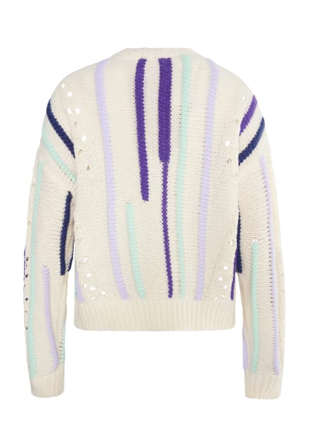 IZIA Jumper Dames Wol Wit Veelkleurig