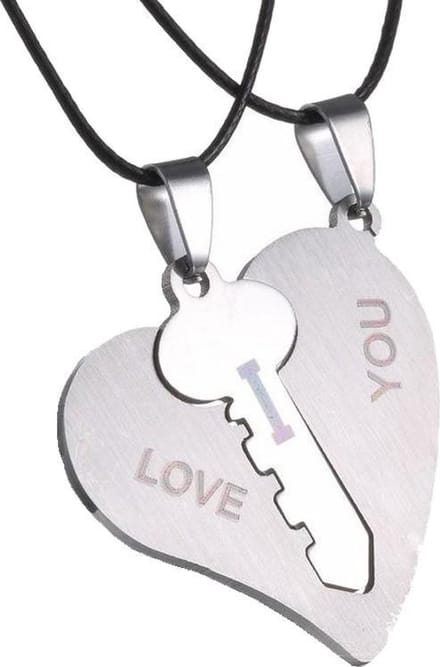 Fako Bijoux® - Vriendschapsketting - BFF Ketting - RVS - Hart Met Sleutel