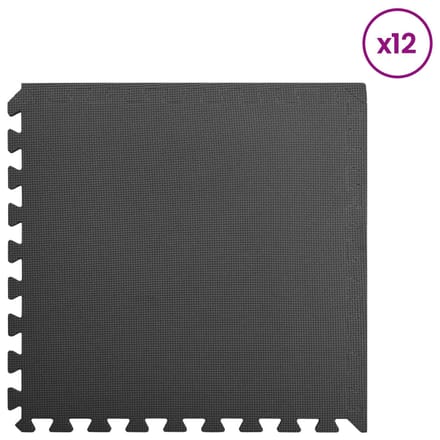 vidaXL - Zwemgrondmat - 12 - st - Zwart - 4,32 - ㎡ - EVA - Schuim