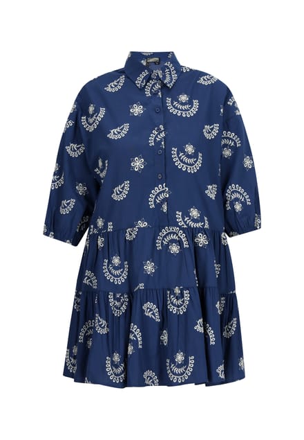 Dreimaster Jurk Dames marine wol wit