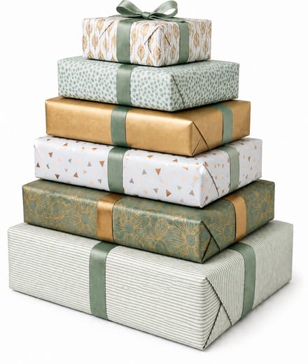 Cadeaupapier Luxe feest set van 6 rollen 70x200cm Groen Goud – Inpakpapier