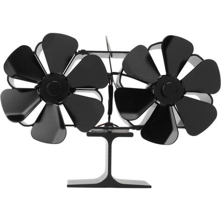 Ventilateur de cheminée à double tête 6 pales Puissance thermique Noir Ventilateur de poêle Résistant aux hautes températures black
