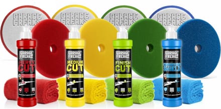Garage Freaks by Menzerna 4 stappen polijstset. 4 x Pasta 4 x Pad 4 x Microfiber poetsdoek 40 x 40
