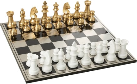 J-Line decoratie Schaakstuk - polyresin - goud/wit