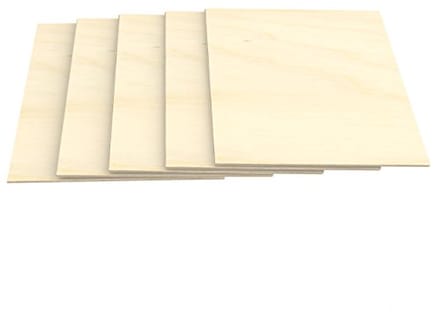 Multiplexplaten A5 voor knutselprojecten en modelbouw - 5 mm dik - massief hout