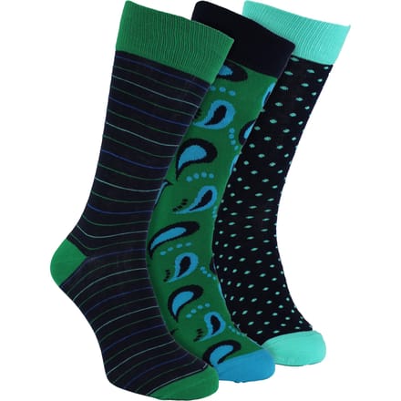 HS by Happy Socks - Heren 3-Pack Leuke Fop Kousen - Streep (Groen)