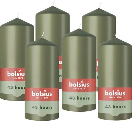 Bolsius - Gladde Stompkaarsen - 6 Stuks - Groen - 13 cm - 43 Branduren