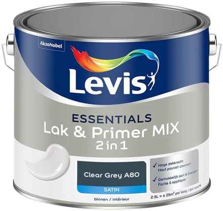 Levis - Essentials Lak & Primer Mix - Clear Grey A80 - Mengverf - 2,5 L