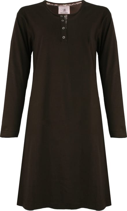 Irresistible Dames Nachthemd - Polo Sluiting - Donker Bruin - Maat L