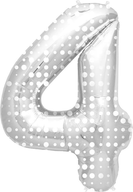 Cijfer Ballon Nummer 4 met Stippen - 86cm