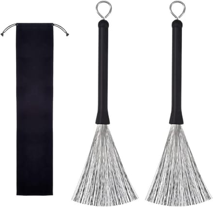 Set van 2 drumstokken met rubberen handvatten en uitschuifbare metalen borstel voor optimale grip en comfort
