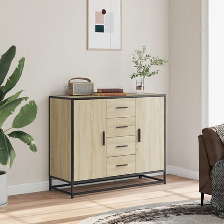 vidaXL - Dressoir - 92x35x76 - cm - bewerkt - hout - sonoma - eikenkleurig