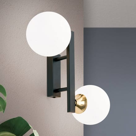 ORION Wandlamp Snowwhite met glasbol, zwart