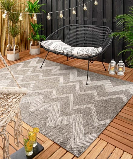 Balkonkleed zigzag - Sunny zilver 66x230