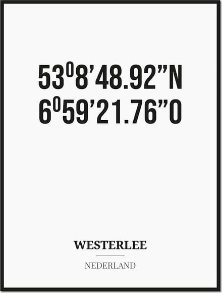 Poster/kaart WESTERLEE met coördinaten