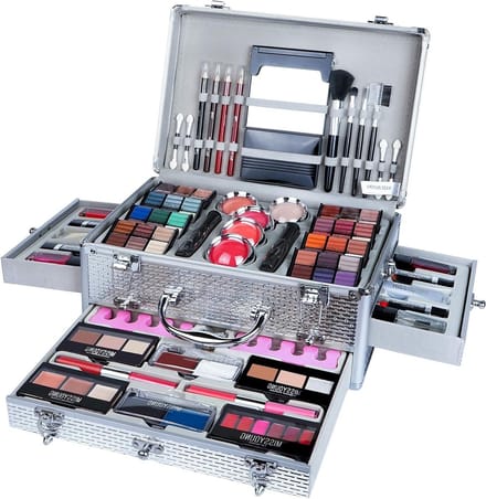 Complete Make-up Set voor Vrouwen, Inclusief Oogschaduw, Lipgloss en Concealer, Perfecte Startbundel in Draagbare Cosmetica Box