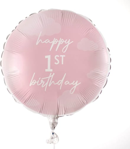 Ginger Ray - Roze folieballon happy 1st birthday - 45 cm