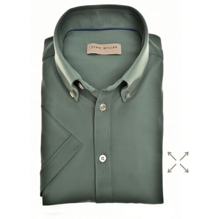 John Miller Overhemd Slim-Fit Hyperstretch Short Sleeve Midden Groen / male