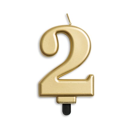 Wefiesta Verjaardagskaars Cijfer 2 Wax 7,8 Cm Goud