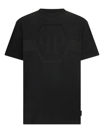 Round Neck T-Shirt Jacquard Hexagon Line