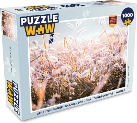 Puzzel Gras - Zon - Winter - Sneeuw - Legpuzzel - Puzzel 1000 stukjes volwassenen