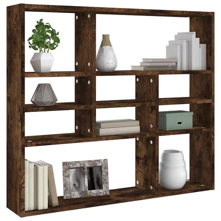 vidaXL - Wandschap - 90x16x78 - cm - bewerkt - hout - gerookt - eikenkleurig