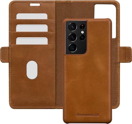 Samsung Galaxy S21 Ultra Bookcase hoesje - dbramante1928 - Effen Cognac - Leer