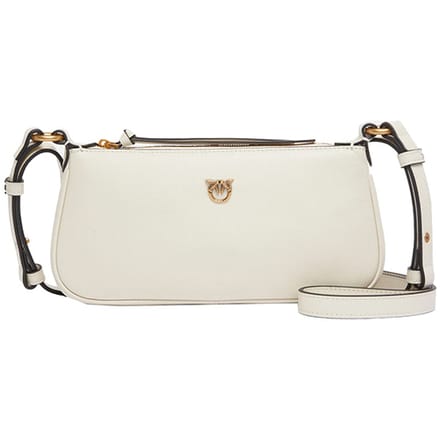 PINKO schoudertas Half Moon Horizontal Mini Vite White + White + Antique Gold wit