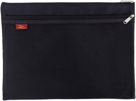 Waterdichte A4 Documententas met Dubbele Rits - Nylon Mesh Envelop voor School, Kantoor en Reizen, Zwart