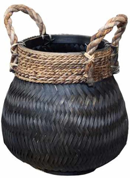 Basket Bamboo Black - (D)34 x (H)24 cm