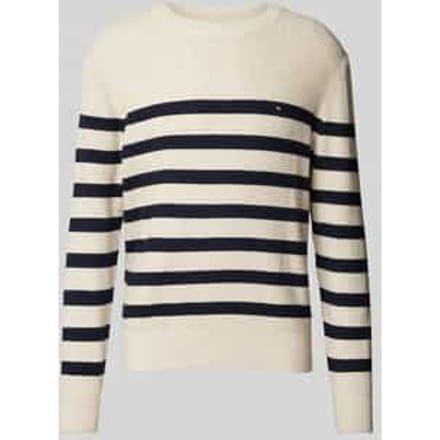 Gebreide pullover met labelstitching en ronde hals